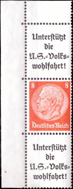 Briefmarken Deutsches Reich 1936/37, Zd-Mi. S 132 (A8.1+517+A8.1), Bogenecke, Zusammendrucke aus MHB 41, Postfrisch