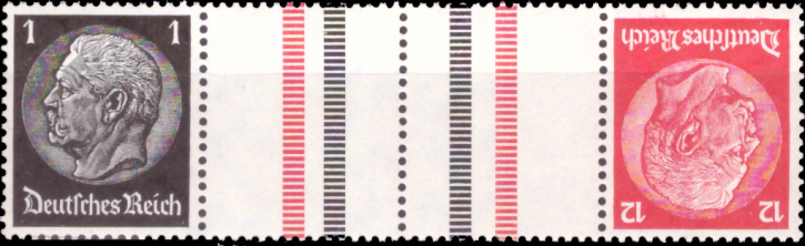 Briefmarken Deutsches Reich 1937/39, Zd-Mi. KZ 26 (512+Z+Z+519), Zusammendrucke aus MHB 43, Postfrisch
