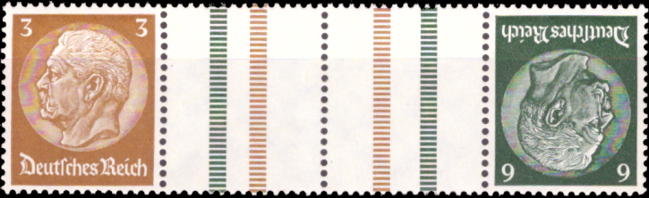 Briefmarken Deutsches Reich 1937/39, Zd-Mi. KZ 27 (513+Z+Z+516), Zusammendrucke aus MHB 44, Postfrisch
