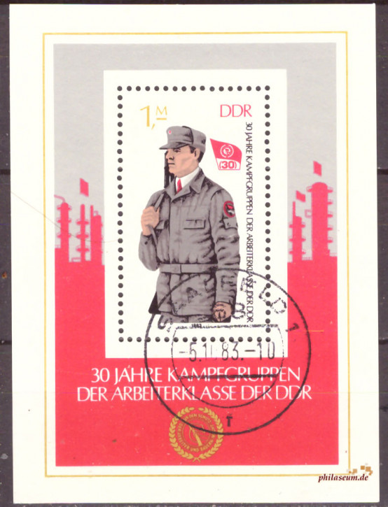 Briefmarken: DDR 1983 Mi.Nr. Block 72, 30 Jahre Kampfgruppen, Gestempelt