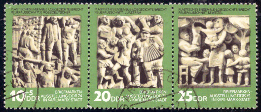 Briefmarken: DDR 1974, Mi. Nr. 1988-1990 (WZd305), Tag der Philatelisten. Gestempelt