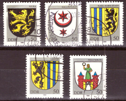 Briefmarken: DDR 1984 Mi.Nr. 2857-2861, Stadtwappen (II), Gestempelt