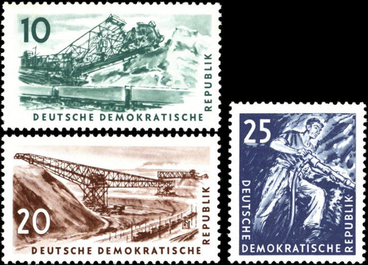 Briefmarken DDR 1957, Mi.Nr. 569-571, Kohlebergbau, Postfrisch