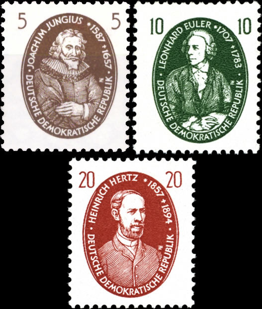 Briefmarken DDR 1957, Mi.Nr. 574-576, Berühmte Naturwissenschaftler, Postfrisch