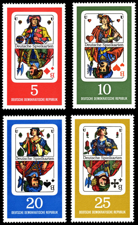 Briefmarken DDR 1967, Mi.Nr. 1298-1301, Deutsche Spielkarten, Postfrisch