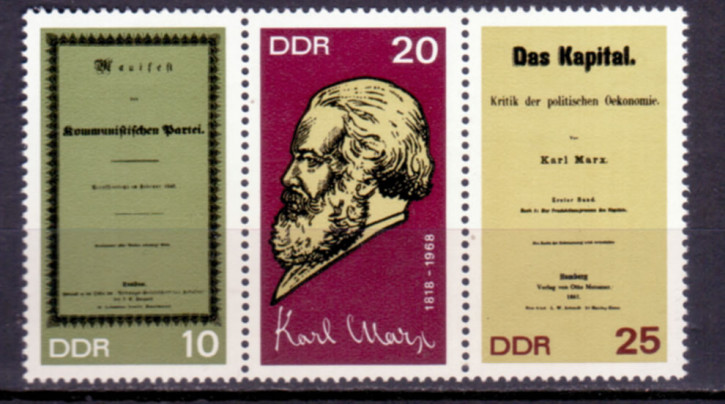 Briefmarken DDR 1968, Mi. Nr. 1365-1367 (WZd195), Karl Marx, Postfrisch