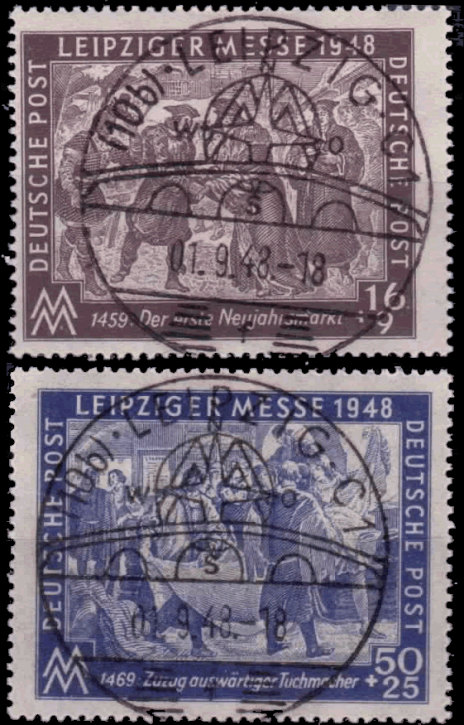 Briefmarken SBZ 1948, Mi.Nr. 198-199, Leipziger Herbstmesse., Gespempelt