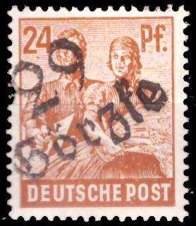 Briefmarken SBZ 1948, Mi.Nr. 174, Kontrollratsausgabe) mit Bezirksstempel-Aufdruck. Postfrisch