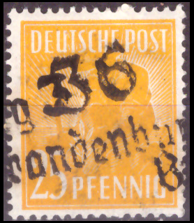 Briefmarken SBZ 1948, Mi.Nr. 175, Kontrollratsausgabe) mit Bezirksstempel-Aufdruck. Postfrisch