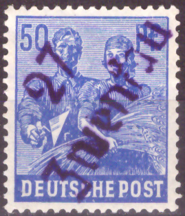 Briefmarken SBZ 1948, Mi.Nr. 178, Kontrollratsausgabe) mit Bezirksstempel-Aufdruck. Postfrisch