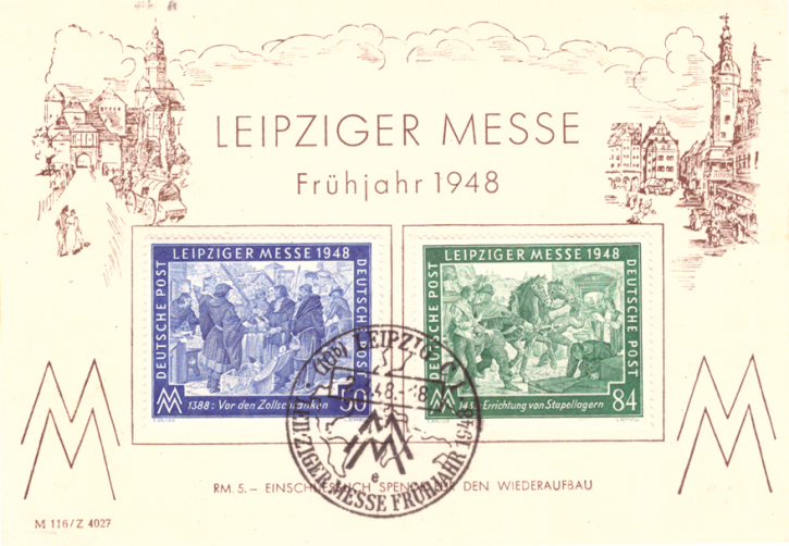 Briefmarken Alliierte Besetzung (Gemeinschaftsausgabe) 1948, Mi.Nr. 967-968 FDC, Leipziger Frühjahrsmesse. Ersttagssonderstempel Gestempelt