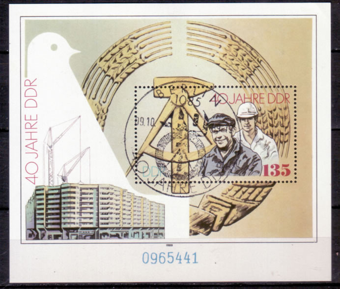 Briefmarken DDR 1989, Mi.Nr. Block 100, 40 Jahre DDR. Gestempelt