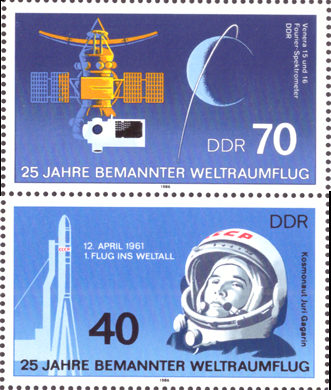 Briefmarken DDR 1986, Mi.Nr. 3007, 3005 (SZd 316), 25 Jahre bemannter Weltraumflug, Postfrisch