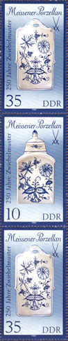 Briefmarken DDR 1989, Mi.Nr. 3243II/3241II/3243II (S Zd 373), Meissener Porzellan (III). Postfrisch