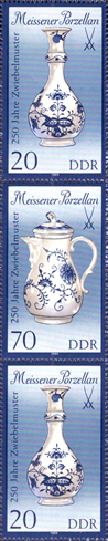 Briefmarken DDR 1989, Mi.Nr. 3242II/3244II/3242II (S Zd 375), Meissener Porzellan (III). Postfrisch