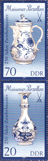 Briefmarken DDR 1989, Mi.Nr. 3244II/3242II (S Zd 3776), Meissener Porzellan (III). Postfrisch