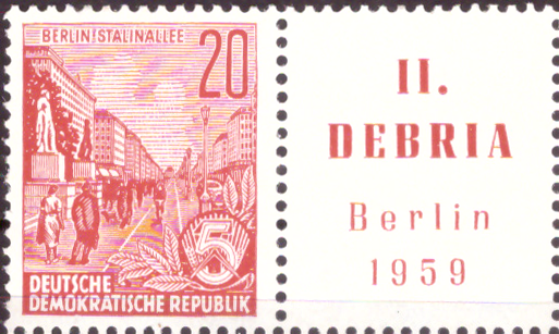 Briefmarken DDR 1959, Mi.Nr. 580B (W Zd 19), Zierfeld rechts, waagerechter Zusammendruck, Dauerserie Fünfjahresplan VI (Gezähnt 14), Postfrisch