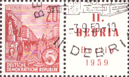 Briefmarken DDR 1959, Mi.Nr. 580B (W Zd 19) waagerechter Zusammendruck, Dauerserie Fünfjahresplan VI (Gezähnt 14), Ersttagssonderstempel Gestempelt
