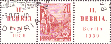 Briefmarken DDR 1959, Mi.Nr. 580B (W Zd 21) waagerechter Zusammendruck, Dauerserie Fünfjahresplan VI (Gezähnt 14), Erstagsstempel