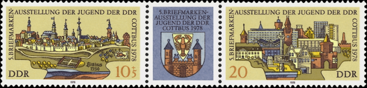 Briefmarken DDR 1978, Mi.Nr. 2343-2344 (WZd371), Briefmarkenausstellung der Jugend. Postfrisch