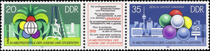Briefmarken DDR 1978, Mi.Nr. 2345-2346 (WZd377), Weltfestspiele der Jugend und Studenten. Postfrisch