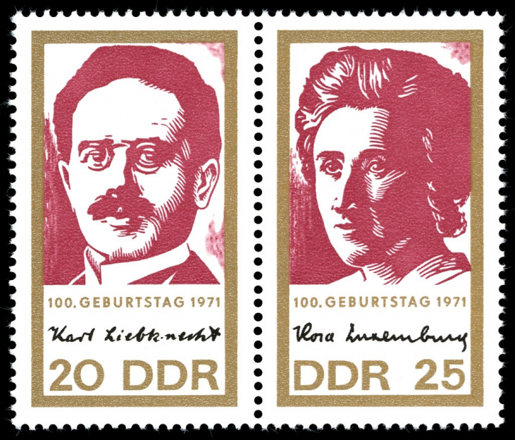 Briefmarken: DDR 1971, Mi.Nr. 1650-1651, (Paar WZd244), Rosa Luxemburg, Karl Liebknecht. Postfrisch