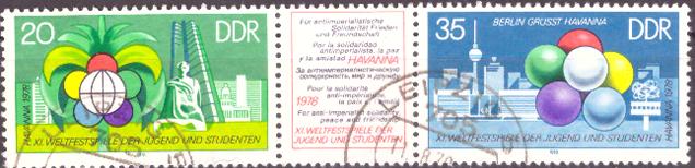 Briefmarken DDR 1978, Mi.Nr. 2345-2346 (WZd377), Weltfestspiele der Jugend und Studenten. Gestempelt