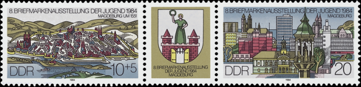 Briefmarken: DDR 1984, Mi.Nr. 2903-2904 (WZd609 Dreierstreifen), Briefmarkenausstellung. Postfrisch