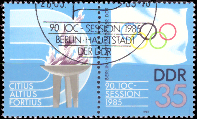 Briefmarken DDR 1985, Mi.Nr. 2949 (WZd 637) mit Zierfeld, IOC. Gestempelt