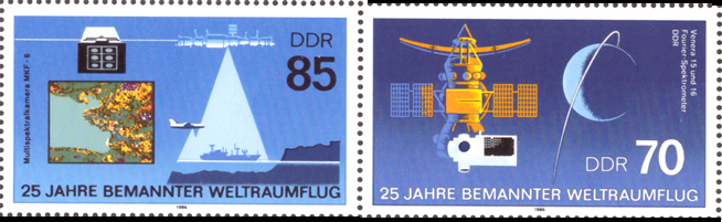 Briefmarken DDR 1986, Mi.Nr. 3008-3007 (WZd 674), 25 Jahre bemannter Weltraumflug, Postfrisch