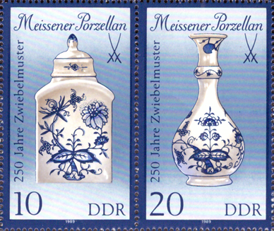 Briefmarken DDR 1989, Mi.Nr. 3241II/3242II (W Zd 787), Meissener Porzellan (III). Postfrisch
