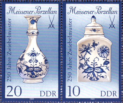 Briefmarken DDR 1989, Mi.Nr. 3242II/3241II (W Zd 789), Meissener Porzellan (III). Postfrisch