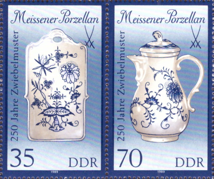 Briefmarken DDR 1989, Mi.Nr. 3243II/3244II (W Zd 791), Meissener Porzellan (III). Postfrisch