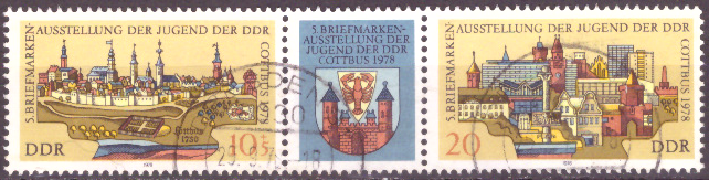 Briefmarken DDR 1978, Mi.Nr. 2343-2344 (WZd371), Briefmarkenausstellung der Jugend. Gestempelt