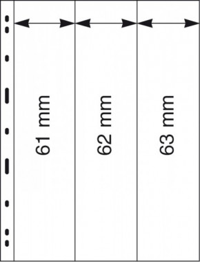 Lindner UNIPLATE Blätter mit 3 Streifen (61, 62 und 63 mm), schwarz, 5er-Packung