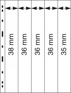 Lindner UNIPLATE Blätter mit 5 Streifen (38, 36 und 35 mm), schwarz, 5er-Packung