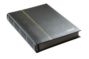 Lindner Einsteckbuch ELEGANT LEDER, schwarz, wattiert, 60 schwarze Seiten, durchgehende Klarsichtfolien-Streifen, 230 x 305 mm