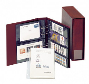 LINDNER Set Multi collect: Ringbinder REGULAR 1300 mit Schutzkassette 1301. Weinrot.