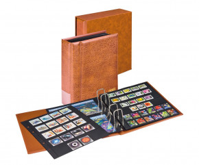 LINDNER Set Multi collect: Ringbinder REGULAR 1300 mit Schutzkassette 1301. Hellbraun.