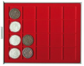 LINDNER Münzbox STANDARD mit 20 quadratischen Fächern für Münzen/Münzkapseln bis Ø47 mm