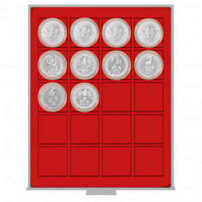 LINDNER Münzbox STANDARD mit 20 quadratischen Fächern für Münzen/Münzkapseln bis Ø47 mm