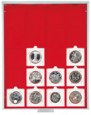 LINDNER Münzbox STANDARD mit 20 quadratischen Fächern für Münzrähmchen 50x50 mm/Münzkapseln CARRÉE/OCTO Münzkapseln