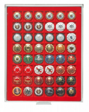 LINDNER Münzbox STANDARD mit 48 quadratischen Fächern für Münzen/Münzkapseln bis Ø30 mm