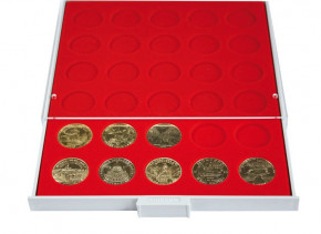 LINDNER Münzbox STANDARD mit 30 runden Vertiefungen für Münzen mit Ø34 mm