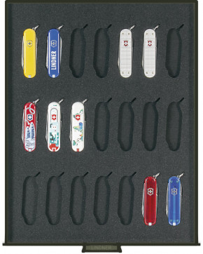 LINDNER Sammel- /Präsentationsbox für 21 schweizer Taschenmesser VICTORINOX* Modell "Classic"
