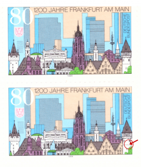 Briefmarken BRD 1994 Mi.Nr. 1721 I, Plattenfehler (gebrochene Zinne im rechten Turm), Postfrisch