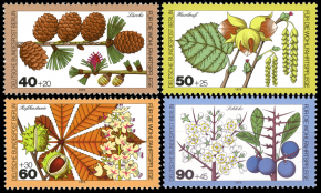Briefmarken Berlin 1979, Mi.Nr. 607-610, Wohlfahrt: Blätter, Blüten und Früchte des Waldes. Postfrisch