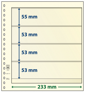 Lindner dT-Blanko-Blatt mit 4 Taschen Vergrößerte Rahmenbreite: 238 x 233 mm, 5er-Packung