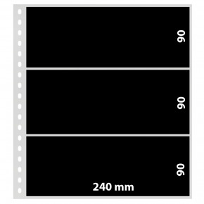 Lindner Klarsichthülle mit 3 Streifen (90 mm), mit schwarzen Folien-Einlegestreifen