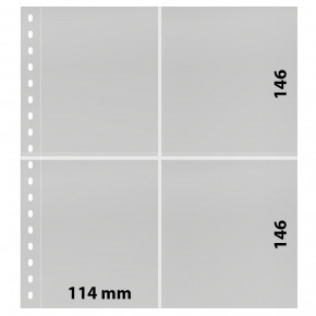 Lindner Klarsichthülle mit 4 Taschen für Postkarten oder Belege 114 x 146 mm, mit schwarzem Zwischenblatt, 10er-Packung